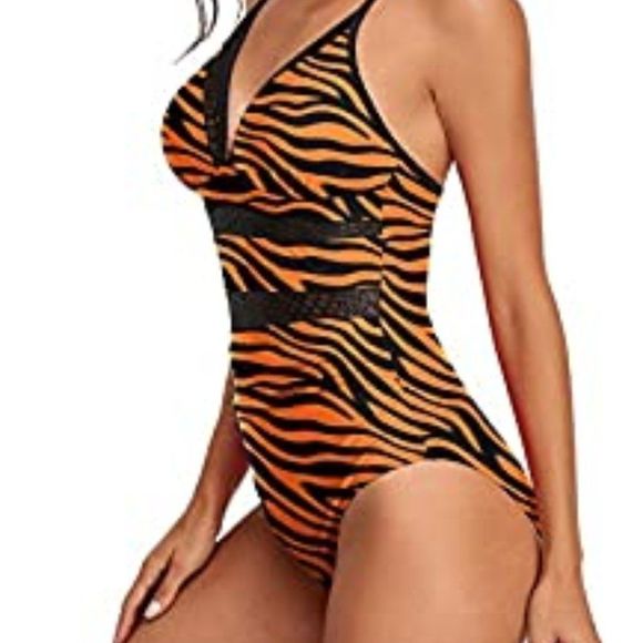 Womens One Piece Tummy Control Swimsuit Mesh - Picture 4 of 4
